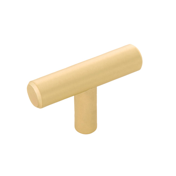 2 Inch x 1/2 Inch Contemporary Bar Pulls, T-Knob- Royal Brass Finish